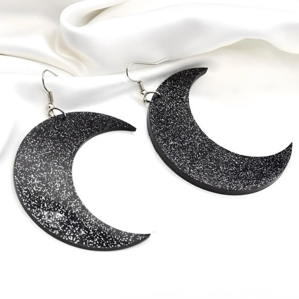 Black Moon Acrylic Earrings